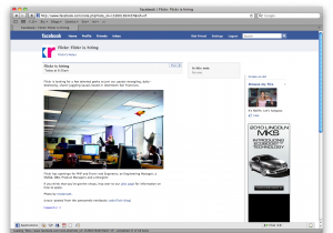 "Flickr is hiring" on Facebook