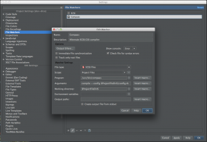 Setting up a File Watcher for Compass in WebStorm.