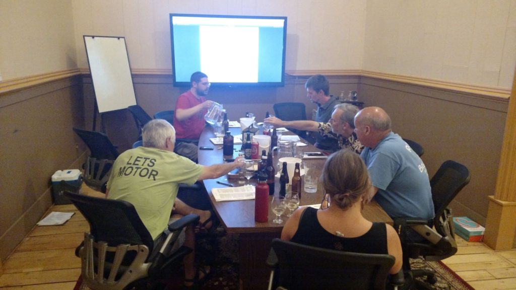 Sampling some Category 5 beers. (Photo courtesy Erin Ennis.)