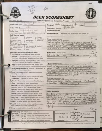 an example of one of the BJCP scoresheets I have done