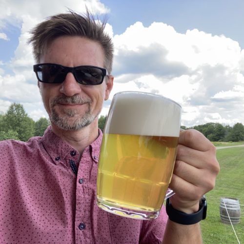 Rob Friesel enjoying a mug of Memoria at Hill Farmstead in Greensboro Bend, Vermont.